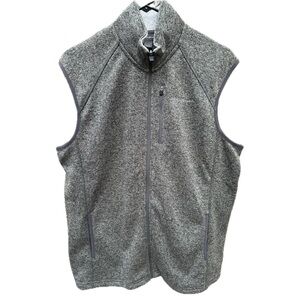 Eddie Bauer Men’s Large Gray Full Zip Fleece Vest | Sweater Knit | Excellent